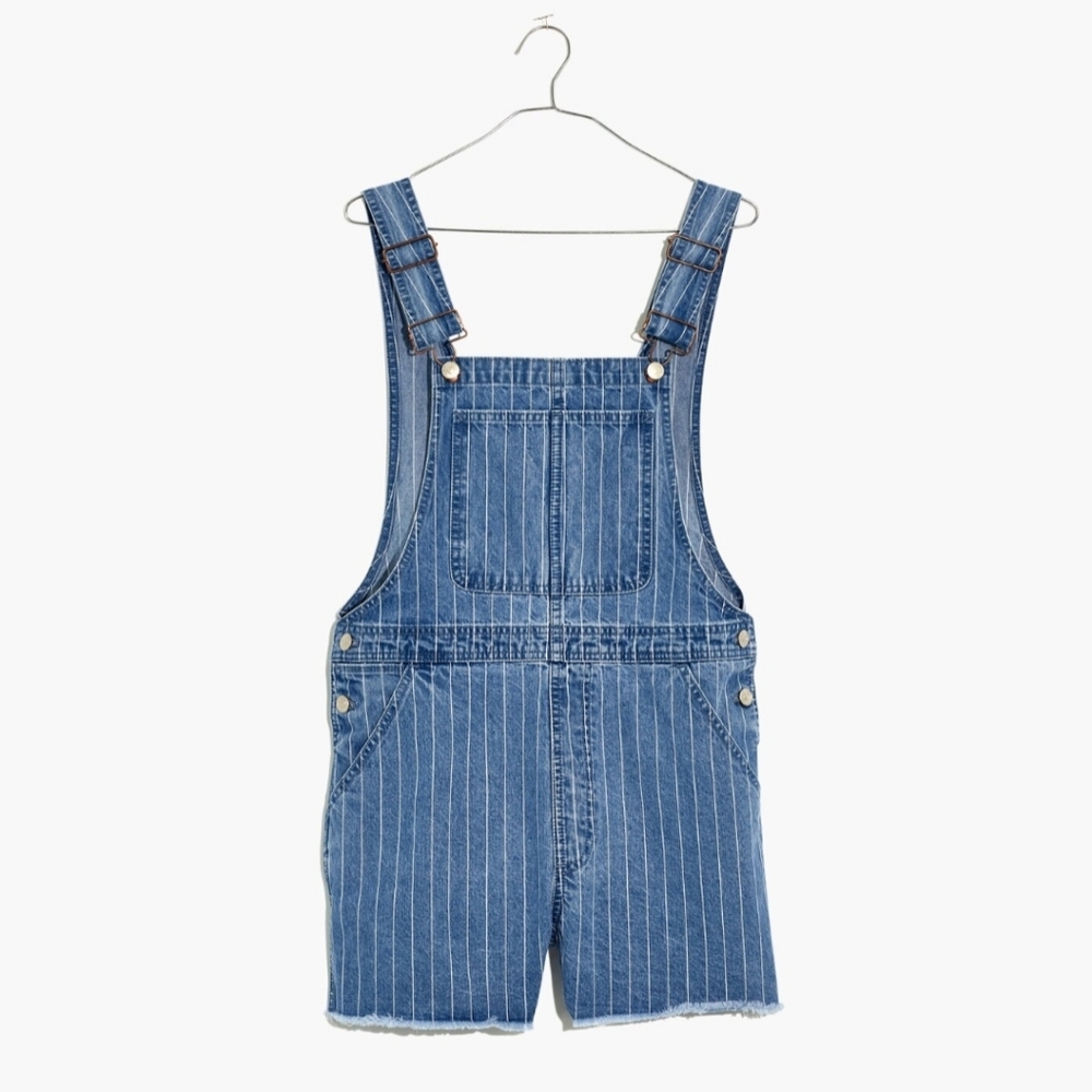 Madewell Pinyon Short Overalls in Pinstripe - Picture 4 of 13